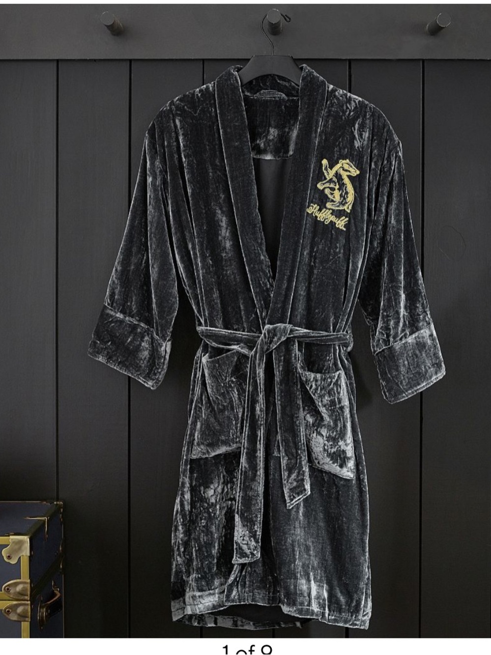 Pottery Barn Teen Hufflepuff Gray Velvet Robe